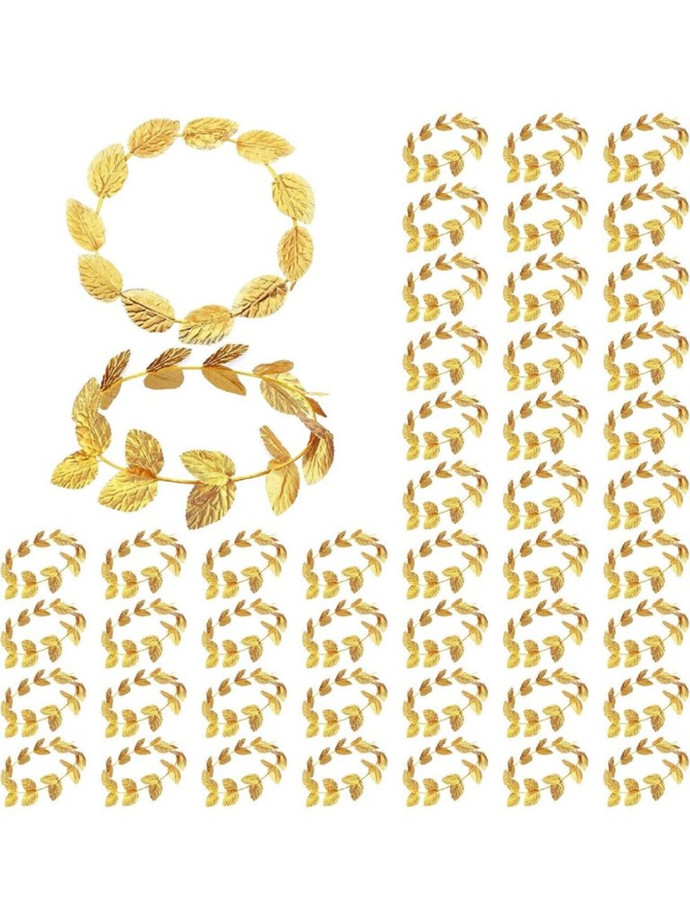 60 Pcs Gold Leaf Crown Wreath Headband Set - Elegant Hair Accessories for Women